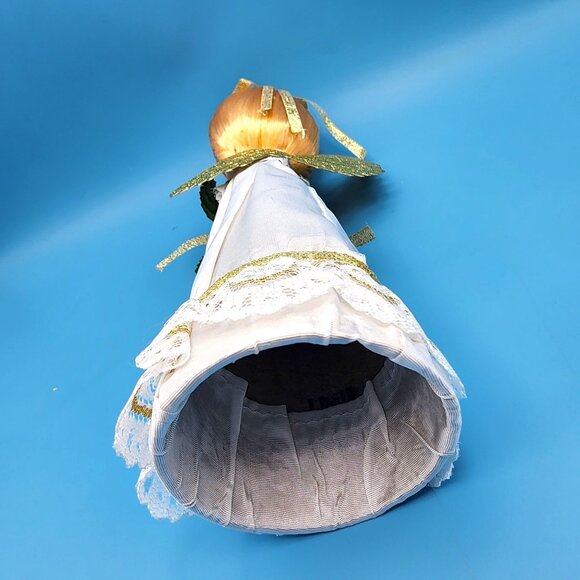 1960s Angel Tree Topper Sockinette Big Eyes Sunflower Bouquet Gold Wings Halo - Picture 10 of 12